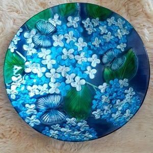Birdbath - Handpainted Embossed Glass NWT